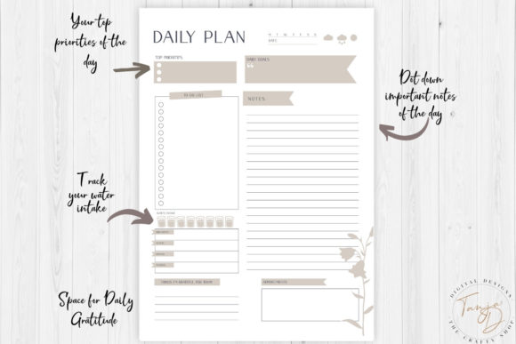 11 Daily Digital Planner Pages for Focused Planning 29 Daily planner page with sections for top priorities, water intake, and notes.