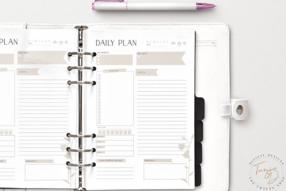 11 Daily Digital Planner Pages for Focused Planning 30 Open daily planner page with sections for tasks, priorities, and notes.