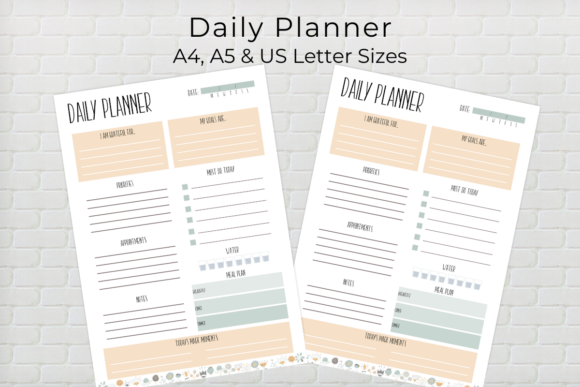 11 Daily Digital Planner Pages for Focused Planning 7 Two daily planner templates with sections for priorities, appointments, and notes.