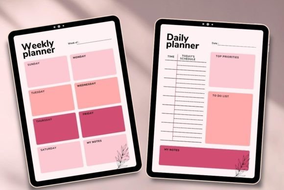 Weekly Digital Planner Templates: 10 Best Picks for 2026 16 Weekly and daily planner templates with pink sections for tasks and notes.