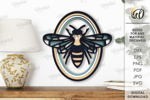Wood Laser Cut Ideas: 45 Creative Projects Worth Making 29 Layered wood bee wall art design with an oval frame.