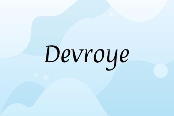 Best Serif Fonts for Logos: 10 Branding-Friendly Picks 7 Devroye serif font displayed on a soft blue background