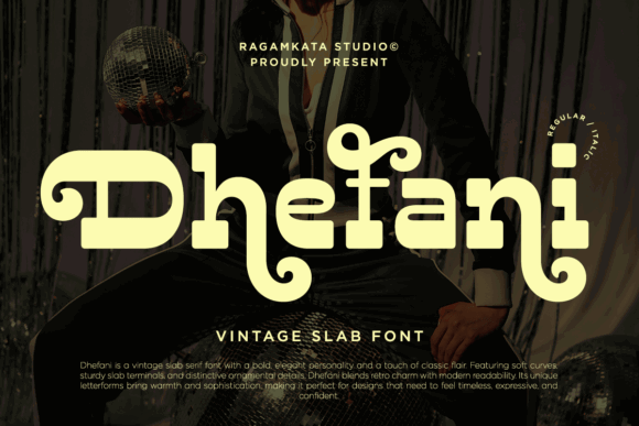 Fonts Similar to Clarendon: 15 Powerful Alternatives 34 Dhefani Vintage slab font showcasing bold, curvy letterforms with a vintage aesthetic.