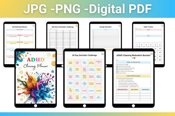 12 Best ADHD Digital Planner Templates for Better Focus 25 Digital ADHD Cleaning Planner Graphics 147176716 2 580x386 1