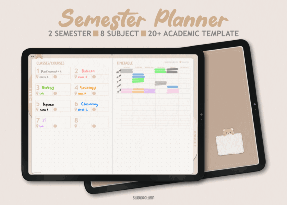 12 Best Digital Planner Templates for GoodNotes and iPad 14 Digital Semester Planner for Goodnotes Graphics 70170786 1 1 580x414 1