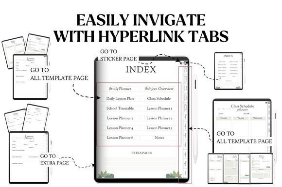 12 Best Digital Academic Planner Templates for Students 15 Digital academic planner interface showcasing hyperlink tabs and navigation options.