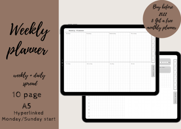 10 Best Hyperlinked Digital Planner Templates 16 Digital Weekly Planner Hyperlinked Graphics 21558818 1 1 580x414 1