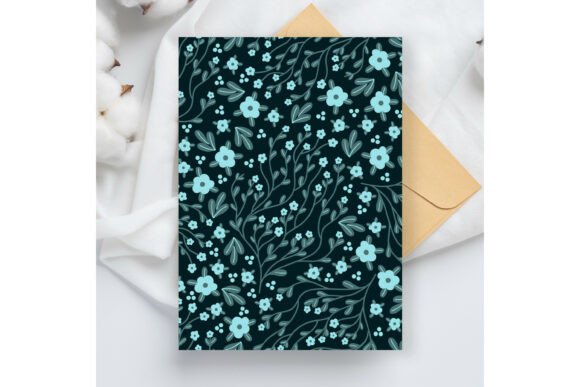 15 Wedding Invitation Template Ideas for Every Style 4 Floral wedding invitation design with blue flowers on a dark background and an envelope.