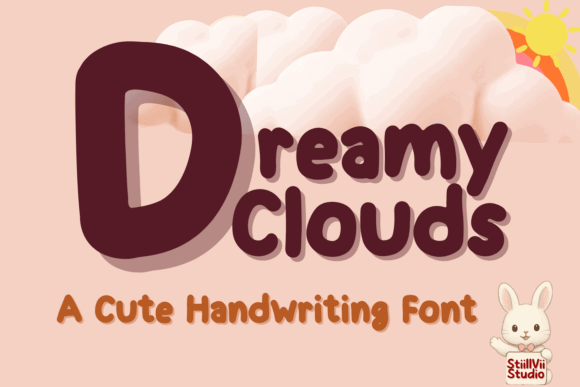 Handwritten Fonts for Vinyl Sticker Labels: 26 Best Cricut Picks 26 Dreamy Clouds Fonts 141552413 1 1 580x387 1