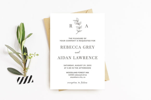 14 Wedding Invitation Template Ideas That Look Expensive 6 Elegant minimalist wedding invitation with botanical elements and modern typography.