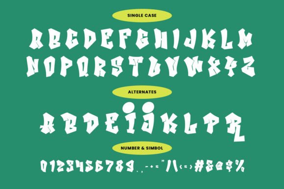 Graffiti Fonts for Logos: 10 Bold, Readable Picks 14 Stylized graffiti font showcasing uppercase letters, numbers, and symbols on a green background.