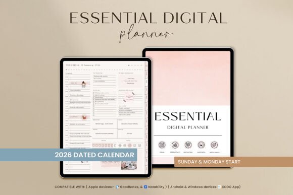10 Best Aesthetic Digital Planner Templates for Goodnotes 3 Essential Digital Planner template for Goodnotes featuring a dated calendar and layout options.