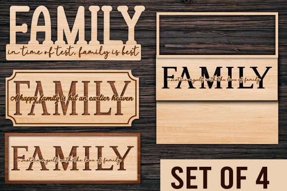 Wood Laser Cut Ideas: 45 Creative Projects Worth Making 21 Laser cut wooden family sign designs in a bundle.