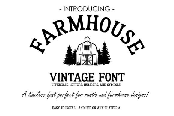 18 Best Slab Serif Display Fonts for Bold Headlines 10 Farmhouse Vintage font showcasing uppercase letters and rustic design elements.