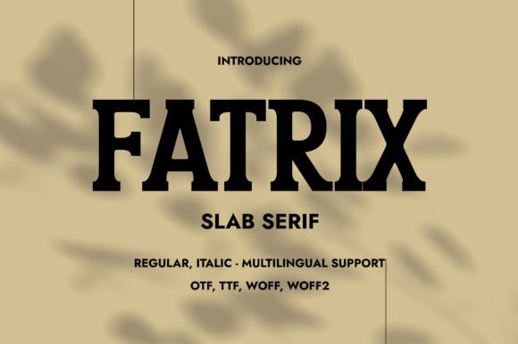 20 Bold Slab Serif Fonts: Powerful Logo & Headline Picks 11 Fatrix slab serif font showcasing its name and style features.