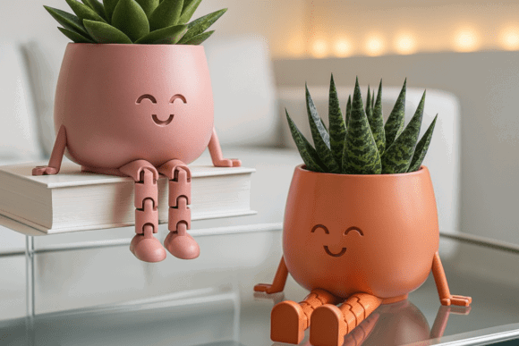 15 Best 3D Printing Models To Sell On Etsy 6 Flexible Legs Happy Face Planter 3D Printing 135146864 1 1 580x387 1