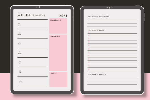 Weekly Digital Planner Templates: 10 Best Picks for 2026 3 Weekly digital planner template with sections for main focus, priorities, notes, goals, and motivation.