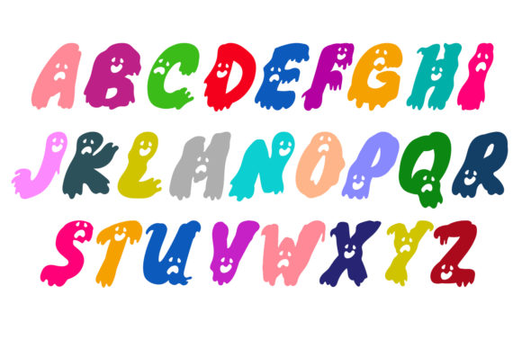 47 Best Halloween Fonts for Crafts, Parties, and Products 48 Colorful ghost-themed alphabet letters in various shades.