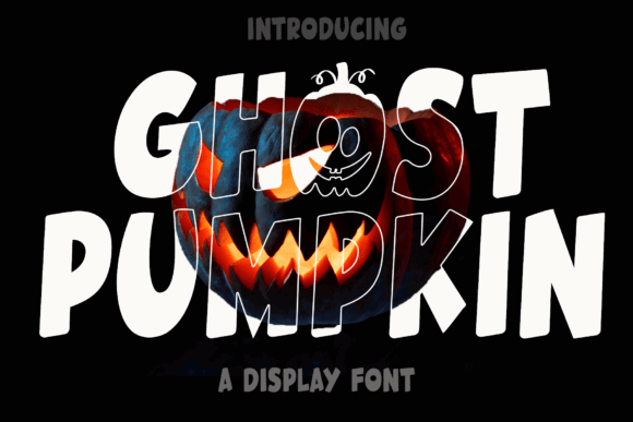 36 Best Halloween Fonts for Invitations, Shirts, Signs, and Crafts 54 Display font 'Ghost Pumpkin' with a carved pumpkin background.