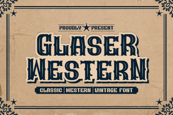 Fonts Similar to Clarendon: 15 Powerful Alternatives 37 Glaser Western font showcasing bold, vintage lettering with decorative elements.