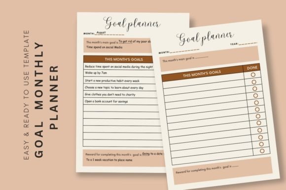 13 Monthly Planner Templates for Goals, Tasks and Events 20 Goal monthly planner template with sections for goals and tasks.