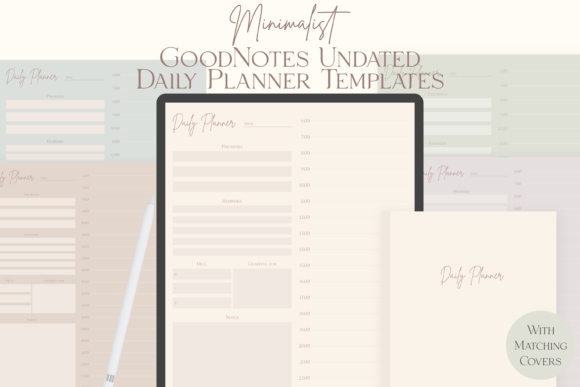 10 Minimalist Digital Planner Templates: Stunning Picks 8 GoodNotes Minimalist Undated Daily Plann Graphics 29351842 1 1 580x387 1