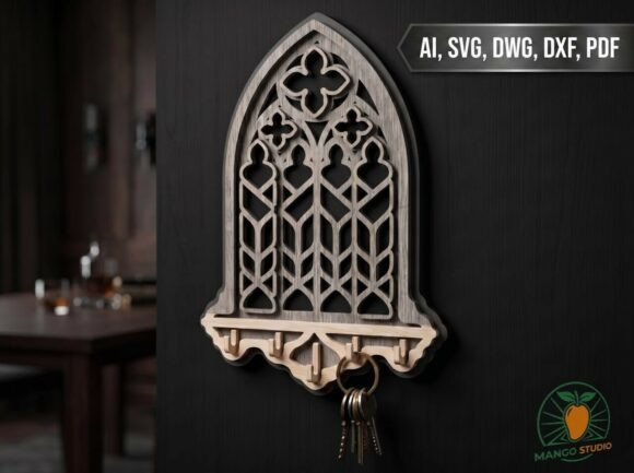 Wood Laser Cut Ideas: 45 Creative Projects Worth Making 25 Gothic key holder with intricate laser cut design.
