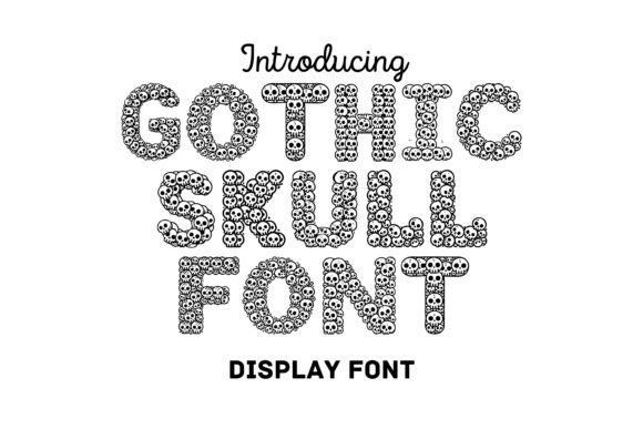 16 Gothic Fonts for Halloween Invitations That Look Stunning 17 Gothic Skull font displayed in a playful style with skull motifs.