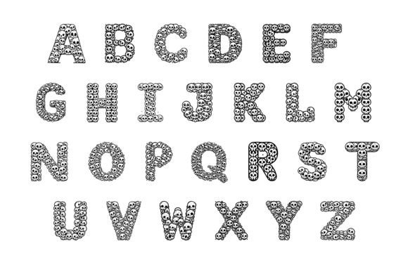 16 Gothic Fonts for Halloween Invitations That Look Stunning 18 Gothic Skull font letters A to Z with skull designs