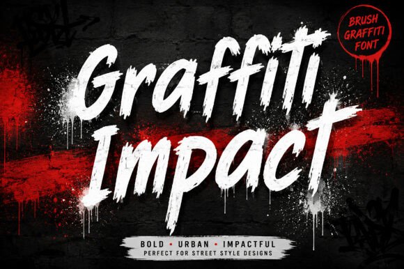 15 Graffiti Fonts for Cricut: What Actually Cuts Clean 2 Graffiti Impact font displayed on a textured background with red and black colors.