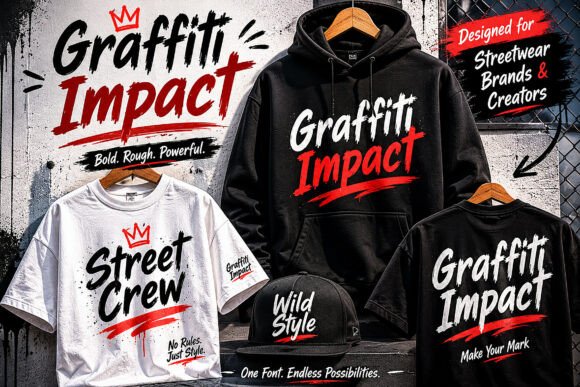 15 Graffiti Fonts for Cricut: What Actually Cuts Clean 3 Graffiti Impact font displayed on apparel and accessories.