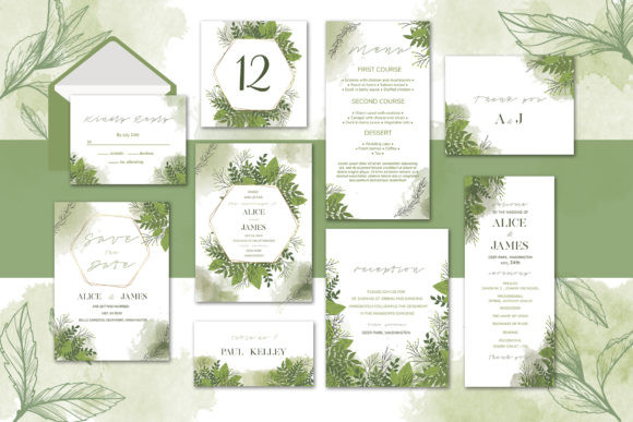 17 Wedding Invitation Template Ideas You Can Customize 20 Olive watercolor wedding invitation suite with greenery accents and elegant typography.