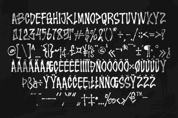 16 Gothic Fonts for Halloween Invitations That Look Stunning 24 Gritluef font style showcasing various letters and symbols on a dark background.