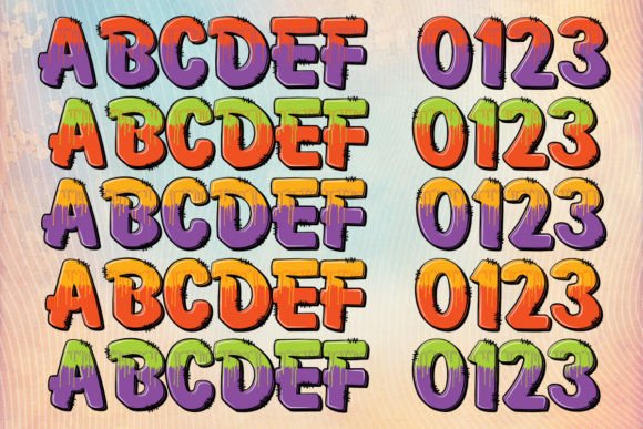 Halloween Color Fonts: 10 Best Picks for Spooky Designs 21 Colorful Halloween font displaying letters and numbers with a spooky design.
