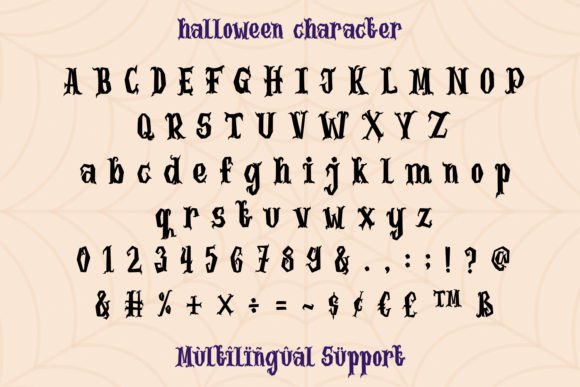 Halloween Fonts: 44 Best Picks for Cards, Signs & Cricut 3 Halloween-themed font showcasing uppercase and lowercase letters, numbers, and symbols.