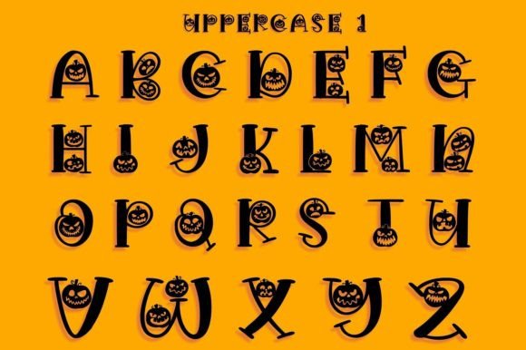 Halloween Fonts: 44 Best Picks for Cards, Signs & Cricut 34 Uppercase Halloween font featuring pumpkin designs on letters A to Z.