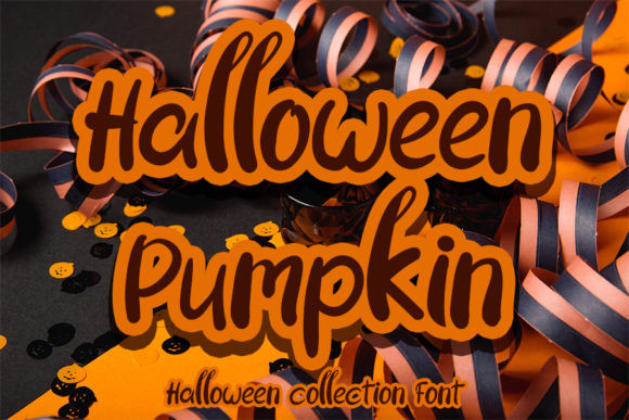Halloween Fonts: 44 Best Picks for Cards, Signs & Cricut 30 Halloween Pumpkin font displayed with orange and black decorations.