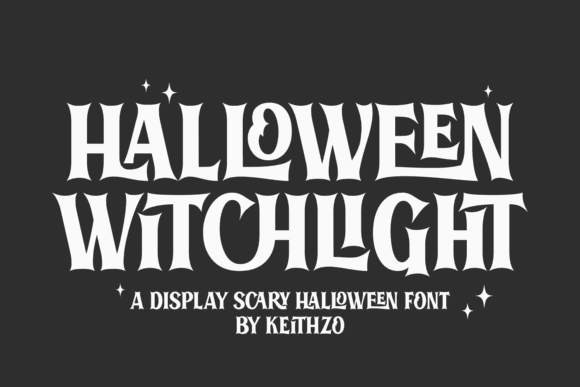 34 Best Halloween Fonts for Cricut Projects to Sell 26 Halloween Witchlight font design in white on a dark background.