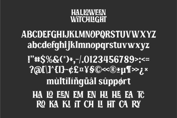 34 Best Halloween Fonts for Cricut Projects to Sell 27 Halloween Witchlight font showcasing uppercase and lowercase letters, numbers, and special characters.