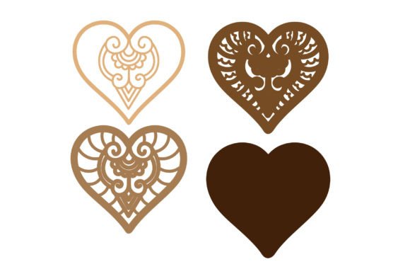 Wood Laser Cut Ideas: 45 Creative Projects Worth Making 31 Four layered heart designs in various shades of wood, showcasing intricate patterns.