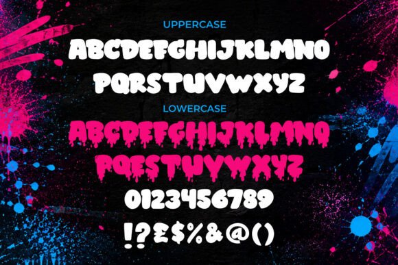 15 Premium Graffiti Fonts That Actually Look Hand-Painted 11 Colorful graffiti font showcasing uppercase and lowercase letters, numbers, and symbols.