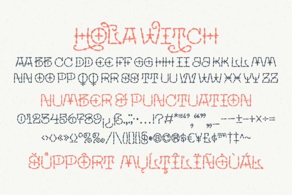 Halloween Fonts: 44 Best Picks for Cards, Signs & Cricut 53 Hola Witch font showcasing letters, numbers, and punctuation for Halloween designs.