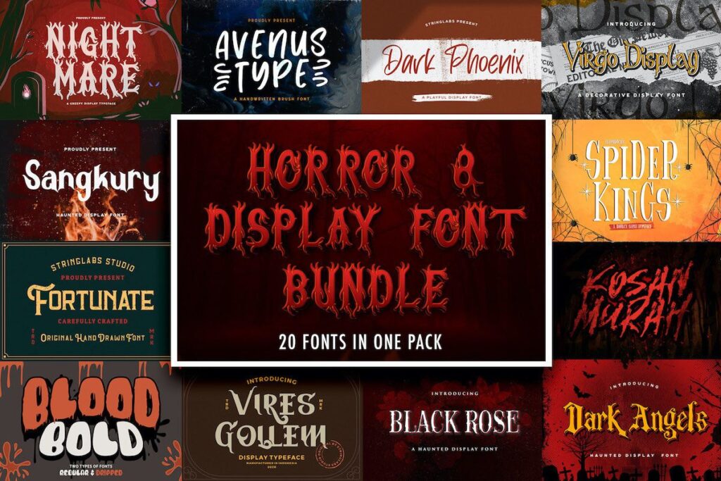 17 Halloween Fonts for Haunted House Signs That Stand Out 4 Horror Display Font Bundle Bundles 20676638 1 1