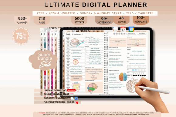 Weekly Digital Planner Templates: 10 Best Picks for 2026 28 Digital planner interface with hyperlinks and colorful templates.