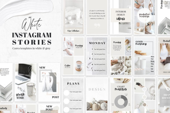 15 Minimalist Instagram Story Templates: Beautiful Kits 8 Instagram Story Canva Templates in White Graphics 14121549 1 1 580x387 1