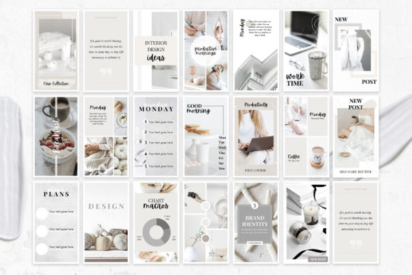15 Minimalist Instagram Story Templates: Beautiful Kits 9 Instagram Story Canva Templates in White Graphics 14121549 3 580x387 1