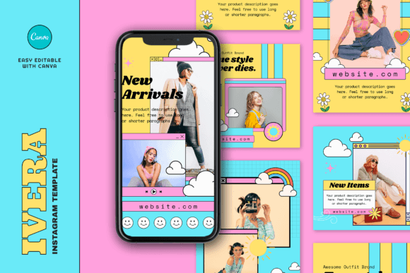 25 Instagram Story Templates: Gorgeous Designs You’ll Love 26 Ivera Retro Fashion Instagram Template Graphics 60614214 1 1 580x387 1