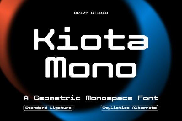 15 Best Monospace Fonts for Coding, Branding and Web Design 11 Kiota Mono geometric monospace font sample with ligatures and stylistic alternates.