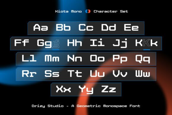 15 Best Monospace Fonts for Coding, Branding and Web Design 12 Kiota Mono character set showcasing uppercase and lowercase letters.