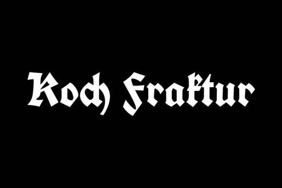 16 Gothic Fonts for Halloween Invitations That Look Stunning 4 Koch Fraktur gothic font displayed in white on a black background